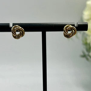 Orecchini piccoli firmati di design oro giallo 14 kt classici nodo d'amore post borchia 2,1 g - Foto 1 di 10