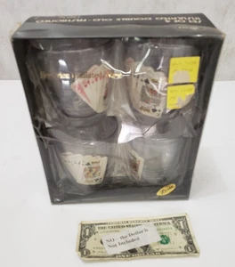 Rosen - Set 4 isolierte klare Barbecher - Poker Spielkarten Vintage Gläser - Bild 1 von 7