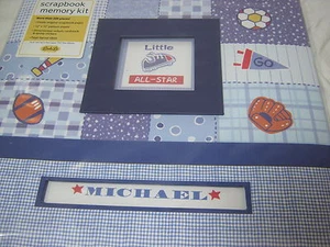 New Linda Lu "Little All-Star" Scrapebook Memory Knit Bue NIP 200+ pieces - Imagen 1 de 12