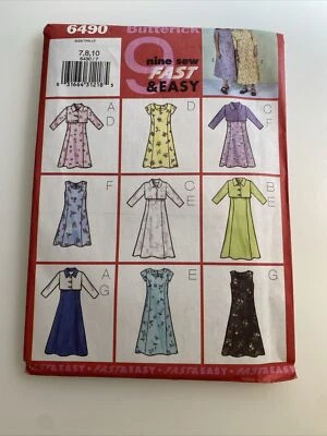 6490 Size 7,8,10 BUTTERICK Girls DRESS JACKET Fitted A-Line Very Easy - Image 1 of 2