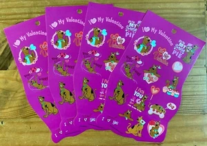 4 Sheets Scooby Doo Valentine's Day LOVE BE MINE Sweetie Pie Stickers Dark PINK - Picture 1 of 1
