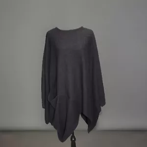 Kadem Sasson Pullover Poncho Cape Lagenlook schwarz Pulli Tasche Israel One Size - Bild 1 von 7