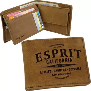 Esprit Men's Leather Purse Branding Logo Purse Suede Wallet - Picture 1 of 6