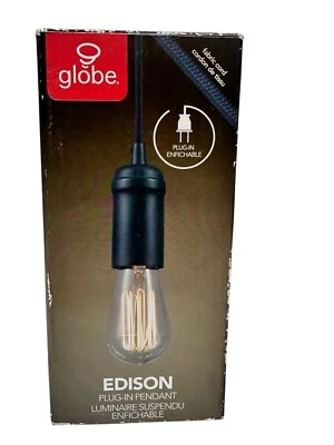 Globo eléctrico 60844 1 luz vintage Edison negro mate enchufable mini colgante Foto 1 de 4