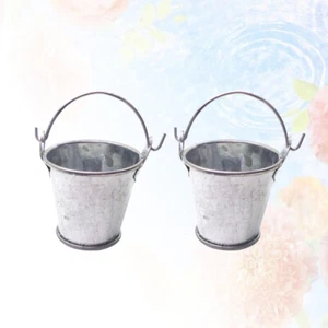 2 Pcs Mini Bucket Model Child for Garden Kids Play House Accessories - Picture 1 of 11
