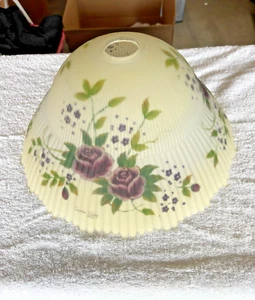 Glynda Turley signiert Rückseite handbemalt Tiffany Stil Rose Glas - Bild 1 von 4