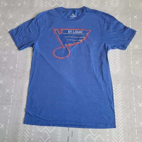 St Louis Blues Shirt Men's Small Blue Solid Short Sleeve Hockey NHL STL Cover