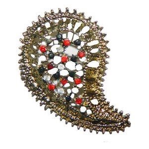 Brosche Paisley gold Metall Anstecknadel Anstecker Schmuck Accessoire  - Picture 1 of 1