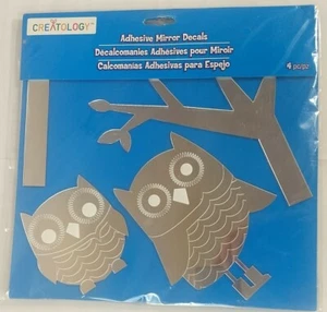 Creatology Adhesive OWL Glass Mirror Decals Tiles DIY Wall Decor 4 Pieces - Picture 1 of 6