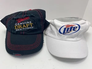 Miller Genuine Draft Snapback Hat and Miller lite lot of 2 beer hat - Picture 1 of 13