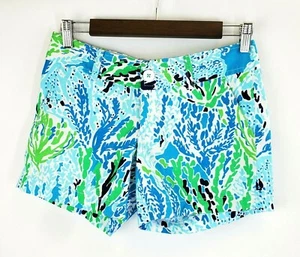 Pantalones Cortos Lilly Pulitzer The Callahan Azul Verde Talla 00 - Imagen 1 de 8