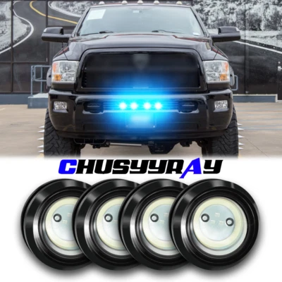 Luces azules del capó de la parrilla delantera 4 piezas para Dodge Ram 1500 2500 3500 Foto 1 de 4