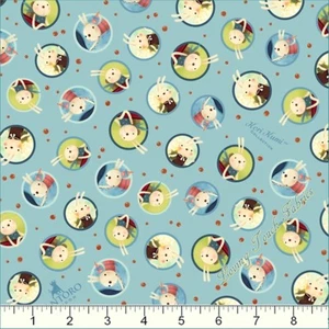 QT "THE TRAVELLER" 24846-B TOSSED BUNNIES RABBITS FABRIC ( SIZE 1/2 YD OR YARD) - Picture 1 of 1