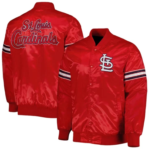 St. Louis Cardinals MLB Satin Red varsity Jacket Full-Snap with Embroidery logos Cover