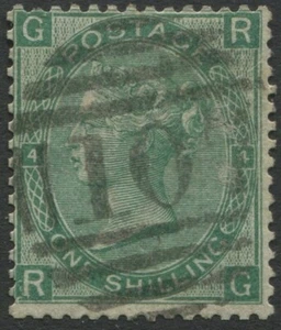 GB QV Surf/Print 1867 1s SG117 Green Plate 4 CDS "RG" "ALRESFORD" F/Used Cat £65 - Picture 1 of 2