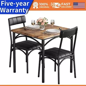 ๐ฏ3-Piece Dining Room Kitchen Table and Pu Cushion Chair Sets Upholstered Chairs - Picture 1 of 8