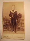Annaberg i. S. - Standing boy in backdrop with stick - hat / CDV