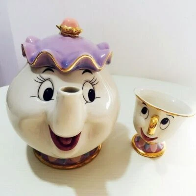Cartoon Beauty and the Beast Teapot Cup Set Mrs Potts Chip Coffee Pot - Image 1 of 4