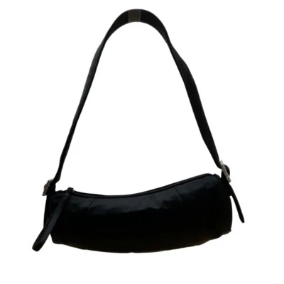 Bolso sin asas de hombro Ann Taylor negro satinado estrás hebilla y cierre de cremallera talla Foto 1 de 4