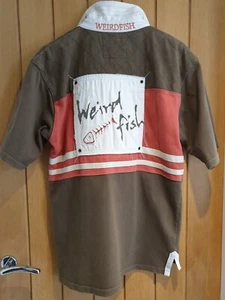 Weird Fish brown red striped cotton Rugby Shirt. UK men's size Medium - Picture 1 of 18