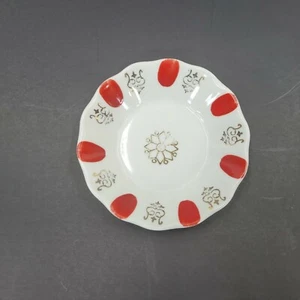 Piatto caramelle porcellana rossa e bianca Porland con accenti dorati - Foto 1 di 5