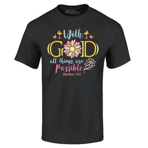 With God All Things are Possible Matthew 19:26 T-shirt Jesus Shirts - Picture 1 of 7