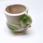 Vintage Kitsch Anthropomorphic Chick Egg Cup Green White Ceramic Japan