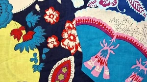 Tela abstracta india por yarda azul amarillo multicolor retazos para coser - Imagen 1 de 8