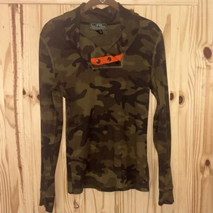 Lauren Ralph Lauren Active Top Thermal Women S Camouflage Green Waffle Knit - Picture 1 of 7