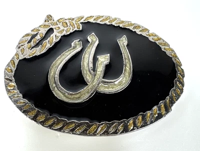 Hebilla de cinturón de zapatos de caballo vintage color negro plata y oro estilo 1980 1443 Foto 1 de 4