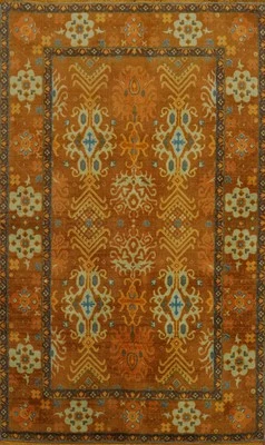 Alfombra oriental de lana anudada a mano oxidada/naranja Oushak para sala de estar 5x8 Foto 1 de 4