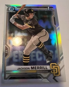 2021 Bowman Chrome Draft Jackson Merrill Refractor 1st Rookie #BDC-119 - Picture 1 of 2