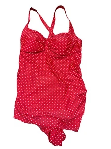 Nuevo con etiquetas Traje de baño de una pieza a lunares rojo blanco maternidad maternidad talla grande - Imagen 1 de 2