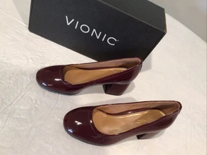 NIB Vionic Women's Size 5 Medium Carmel Crimson Crinkle Pump Dress Shoes - Picture 1 of 12