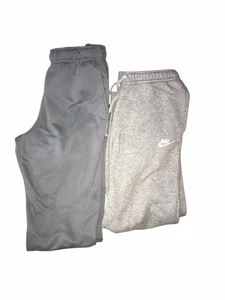 Nike Sweatpants Mens Medium Gray Fleece Joggers Swoosh Logo Tapered Leg C69 - Picture 1 of 4