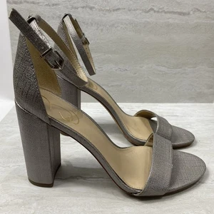 sam edelman Heels Gray Silver 10 Ankle Strap Chunky Heel Floor Display New - Picture 1 of 8