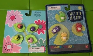 Gomas de borrar Lady Bug & Frog nuevas en paquete - Imagen 1 de 3