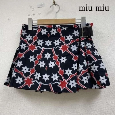 MIUMIU Algodón Lino Plisado Envolvente Mini Falda Estrella All-Star Pattern 4... - Imagen 1 de 4
