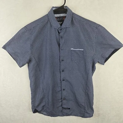 Camisa English Laundry Para Hombres Azul Floral Manga Corta Cuello Abotonado Talla M Foto 1 de 4