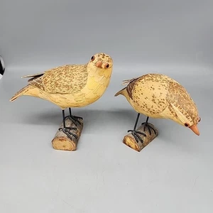 Coppia Vintage Corn Husk Legno Quaglia Bird Set 5” Occhi Vetro Bruciato Repubblica di Cina - Foto 1 di 9
