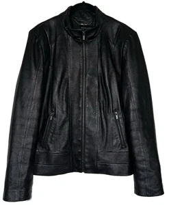 Wilson's Leder Scuba Jacke Damen Large schwarz Full Zip gefüttert Stehkragen L - Bild 1 von 23