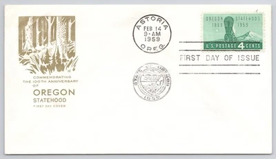 First Day Cover Scott's #1124 4¢ Oregon Statehood Centennial Feb 1959 Astoria OR - Image 1 of 2