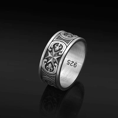 925 Sterling Silver Maltese Cross Ring for Men Gothic Medieva Handmade Jewelry - Image 1 of 4