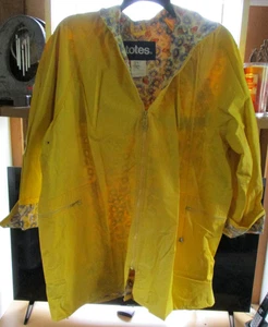 Totes Womans Floral Lined PVC Rain Coat Jacket Hooded - Yellow - Size LG - Picture 1 of 8