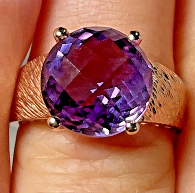 Anillo de amatista de oro rosa de 14k talla 7 Foto 1 de 4