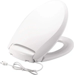 BEMIS Radiance Heated Night Light Toilet Seat Elongated Slow Close Plastic White - Picture 1 of 10