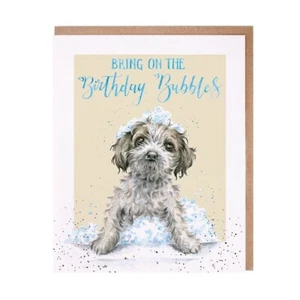 Wrendale Designs Birthday Bubbles Dog Greeting Card – Artwork by Hannah Dale - Picture 1 of 1