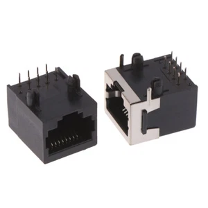 10PCS RJ45 Metal 8 Pin Female PCB Right Angle Board Jack Connector 8P8 WF _ou - Photo 1/14
