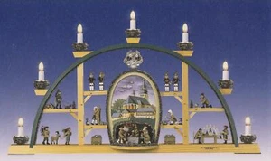 Arco oscillante montagna di neve "San Wolfgang" quadro colorato elettrico 70x40x5cm NUOVO - Foto 1 di 1