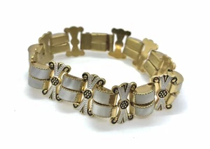 Vintage Mid-Century Damascene Lucite Panel Link Bracelet - Photo 1 sur 6